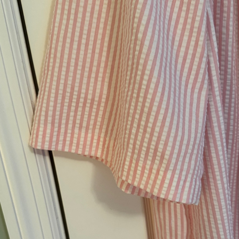 Crisp Seersucker Vintage Caftan/House Coat - Picture 5 of 6
